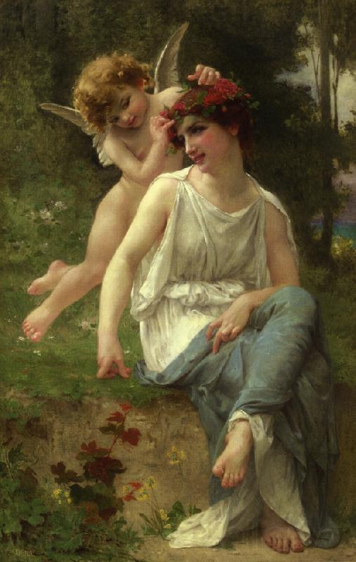Guillaume Seignac Cupid Adoring A Young Maiden